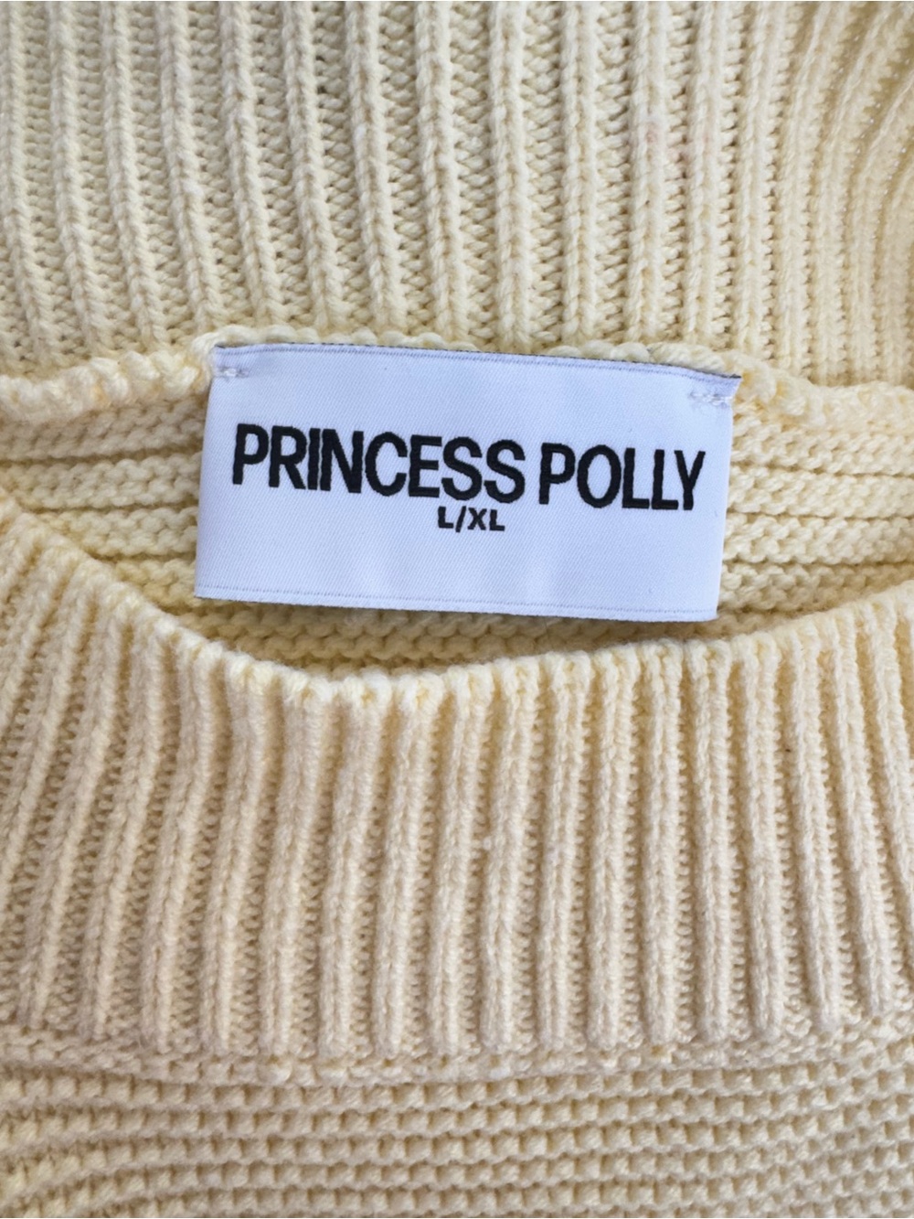 Princess Polly Butter Yellow Cotton Fall Flare Sleeve Cropped Sweater L/XL - Picture 7 of 10